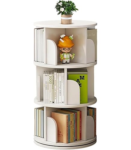 Amazon｜本棚 回転式本棚 360° 無垢材シェルフ 絵本棚 リビングルーム